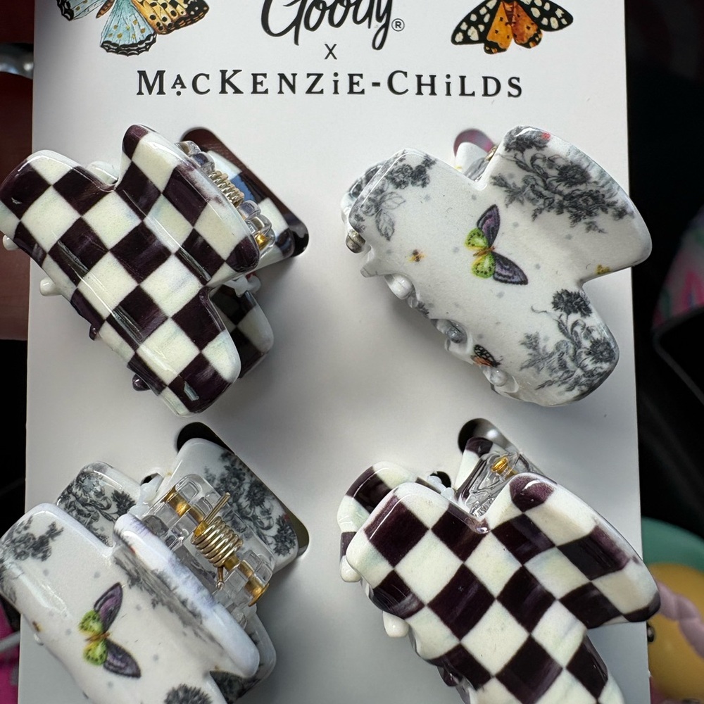MacKenzie-Childs Checkered and Floral Hair Clips